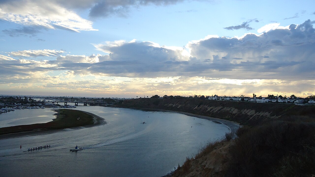 Upper Newport Bay nature preserve at sunset