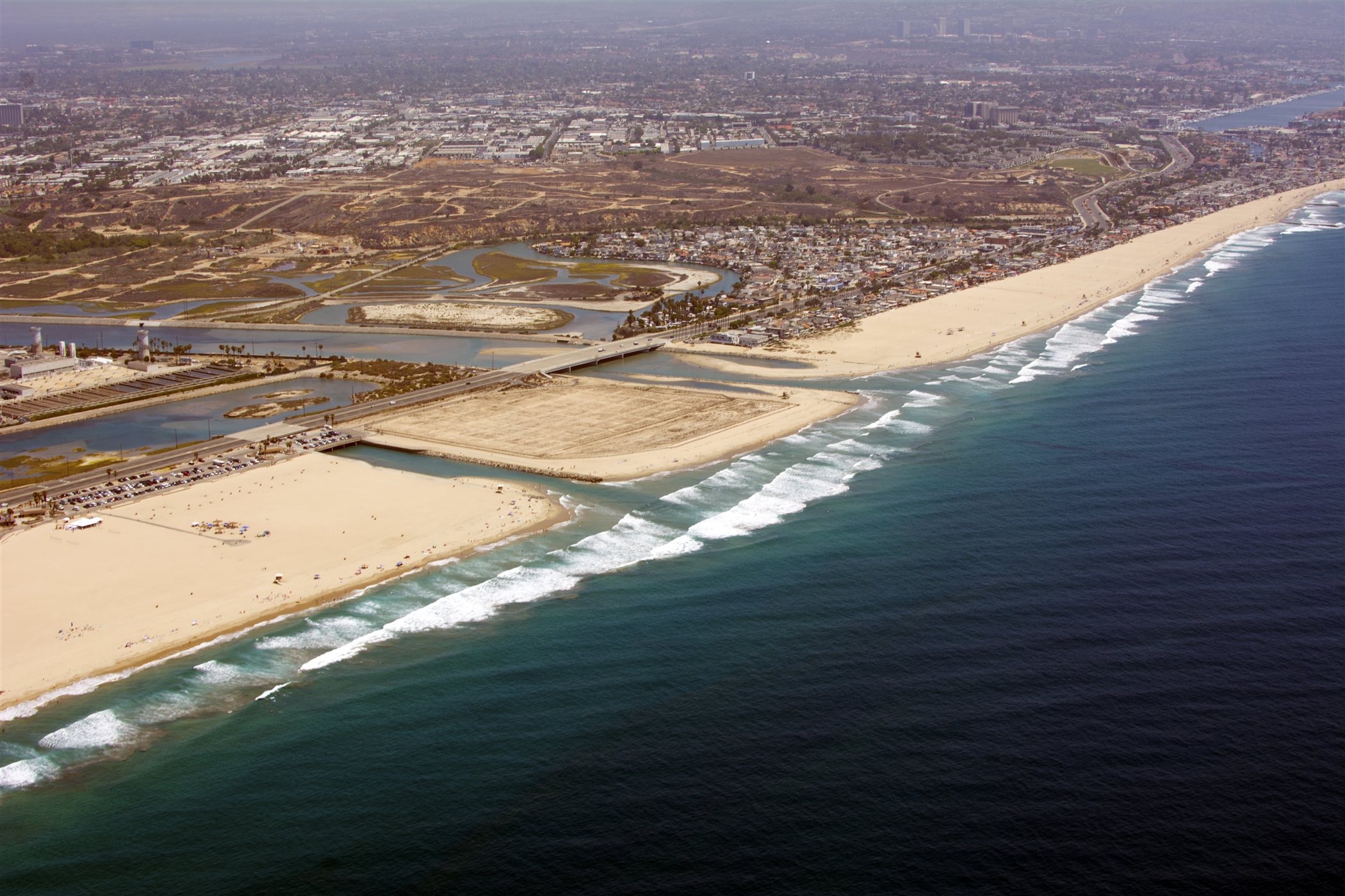 Aerial view of Newport Beach coastline and harbor